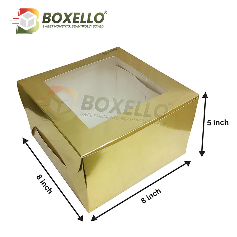 Square window Box with golden Lamination ( 8"x8"x5" inch )