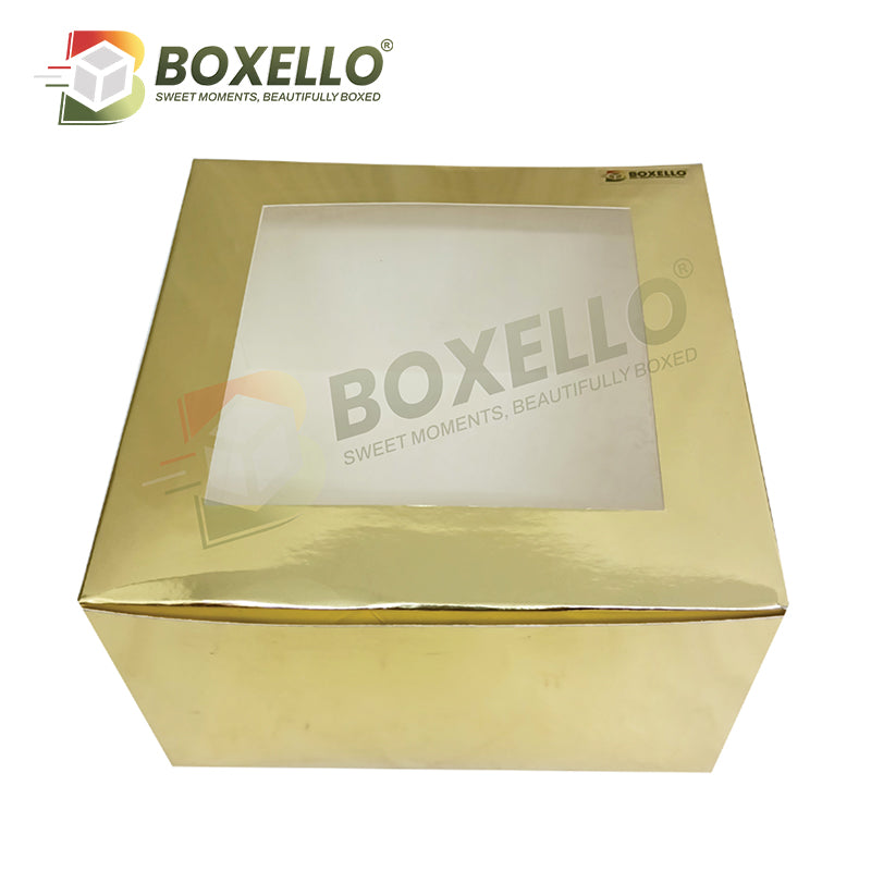 Square window Box with golden Lamination ( 8"x8"x5" inch )
