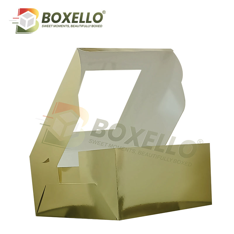 Square window Box with golden Lamination ( 8"x8"x5" inch )
