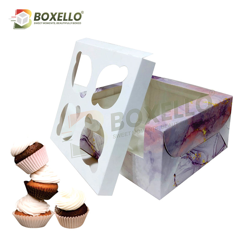 Dry Cake/4 Pcs Cup Cake Box (7x7x3.75 inches)