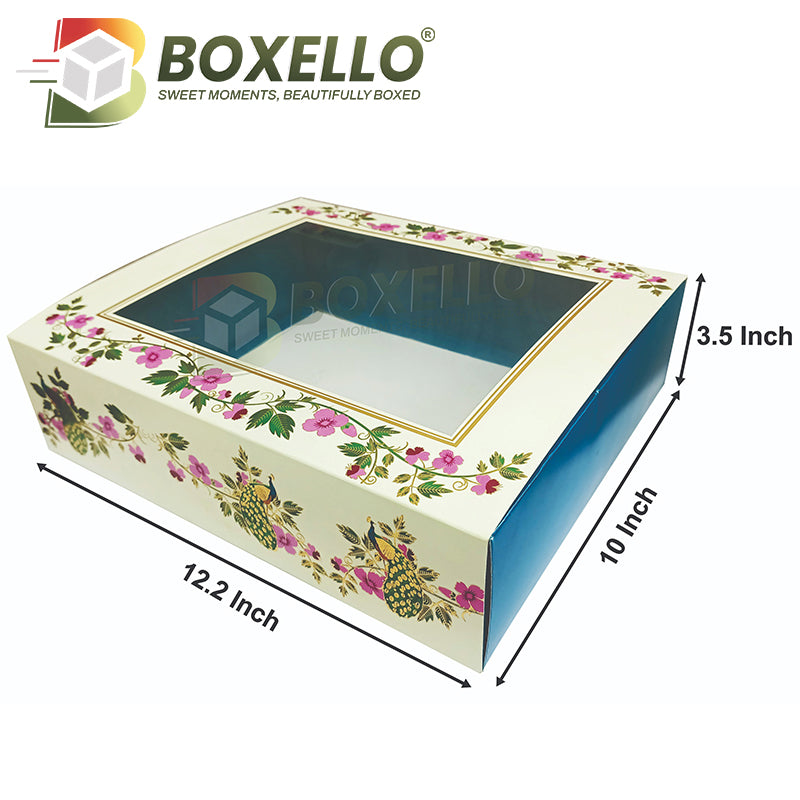 Hamper Boxes in Peacock Print with Gold Foiling (12.2x10x3.5 Inches) 1310