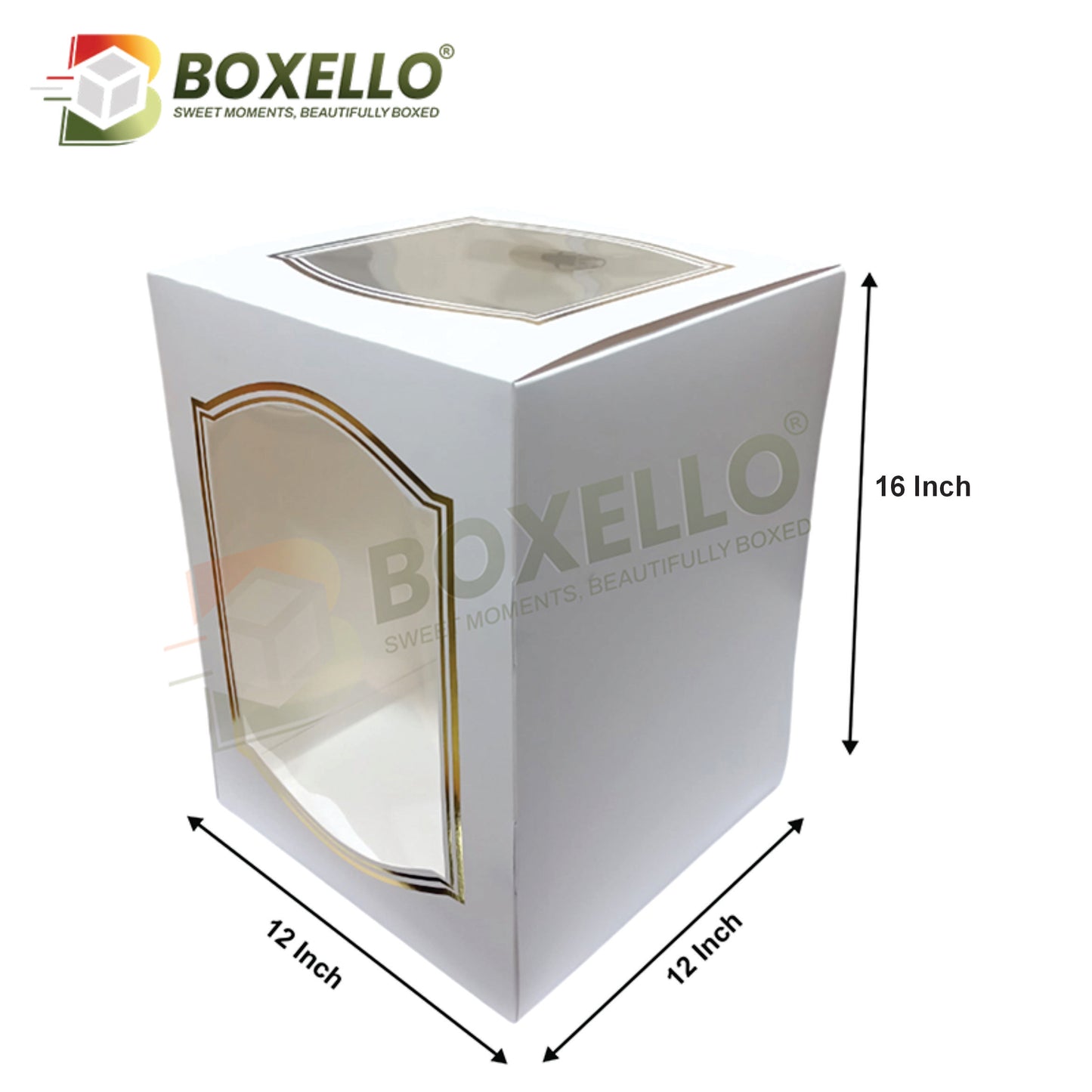 Tall Cake Box with Gold Foiling (12"x12"x16" )