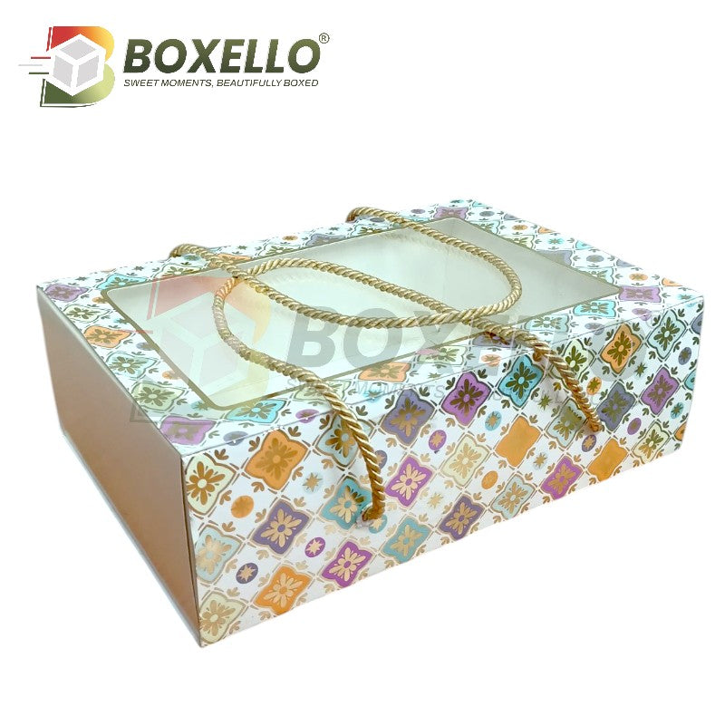 Multi Colour Hamper Box with dori (10" x 7" x 3.5" )