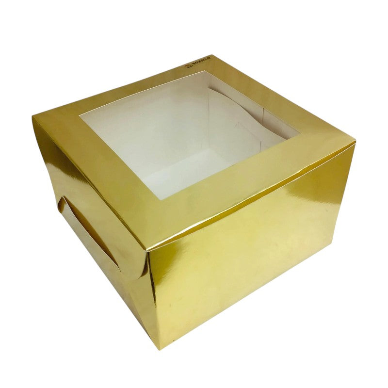 Square window Box with golden Lamination ( 8"x8"x5" inch )