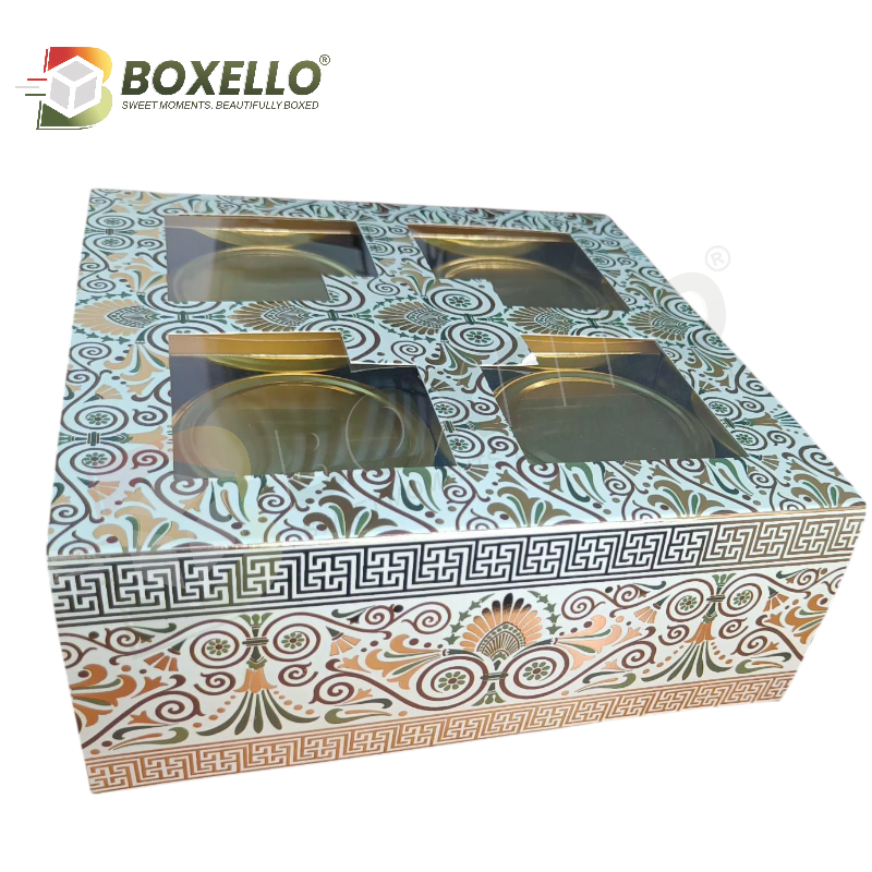 4 jar Hamper Box with Gold Foiling (7.5"x7.5"x3.5")