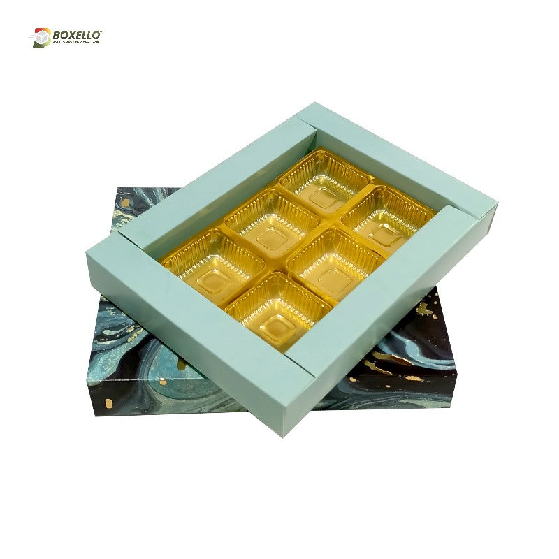 6 Pcs Chocolate Box with Gold Foiling | Golden Tray ( 5.7" x 3.7" x1" )