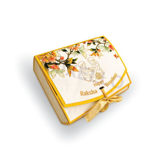 Rakhi 12 Pcs Chocolates Box With Gold Foiling (5.5 x 7.5 x 2")
