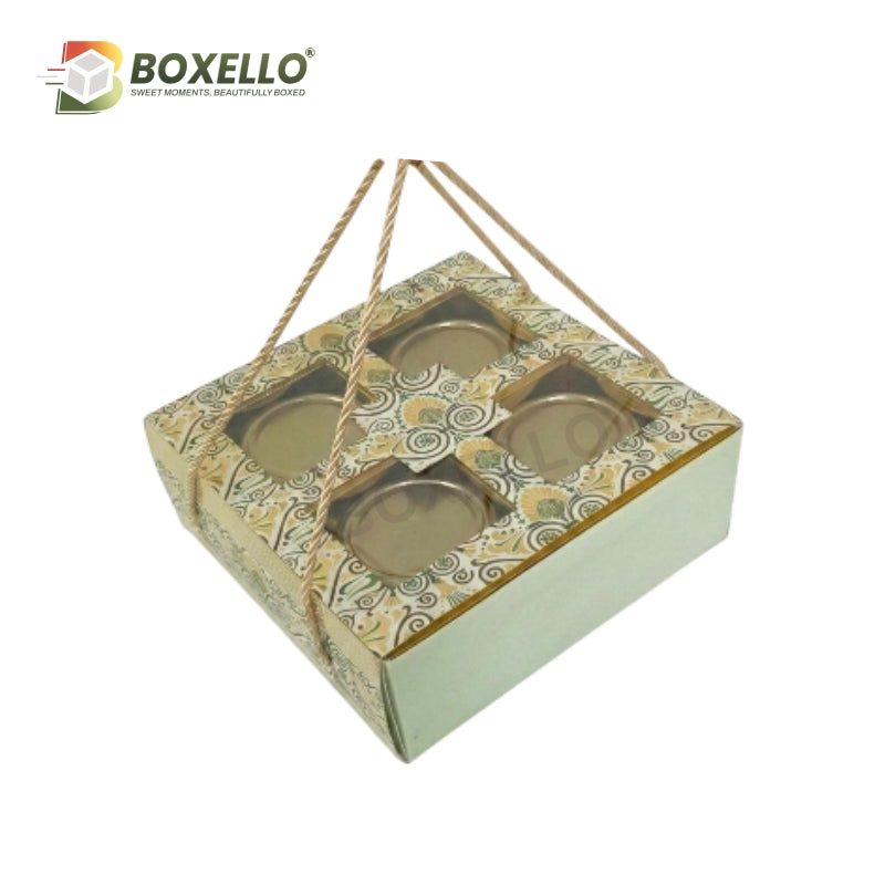 4 jar Hamper Box with Gold Foiling  (7.5"x7.5"x3.5")