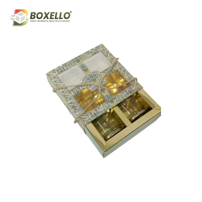 4 jar Hamper Box with Gold Foiling  (7.5"x7.5"x3.5")