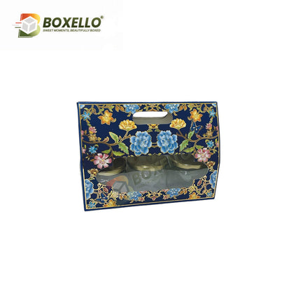 3 Jar Hamper Box with Gold foiling ( 10.5" x 3.75" X 8")