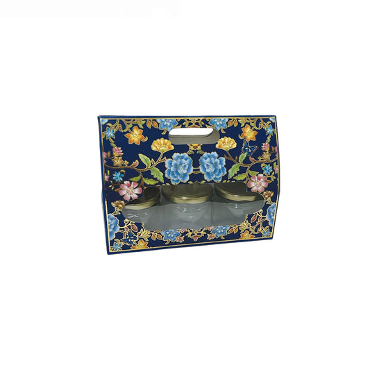 3 Jar Hamper Box with Gold foiling ( 10.5" x 3.75" X 8")