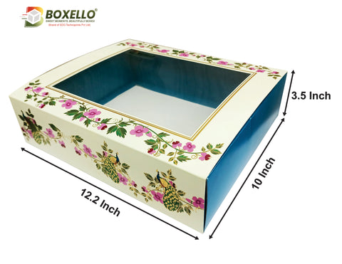 Hamper Boxes in Peacock Print with Gold Foiling (12.2x10x3.5 Inches) 1310