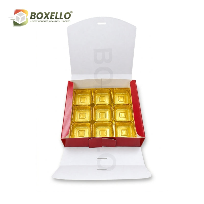 Diwali 9 Pcs Chocolate Box With Cavities ( 5.75" x 5.75" x 2")