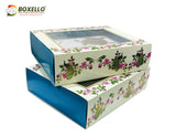 Hamper Boxes in Peacock Print with Gold Foiling (12.2x10x3.5 Inches) 1310