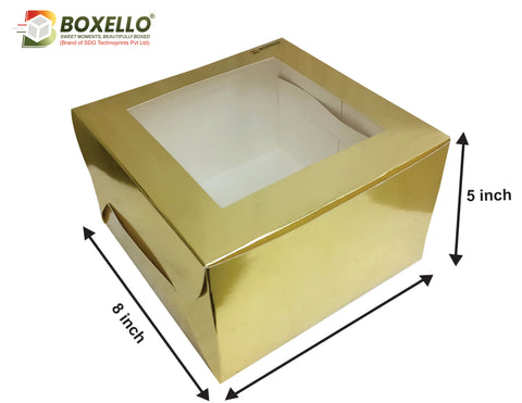 Square window Box with golden Lamination  ( 8"x8"x5" inch ) 630