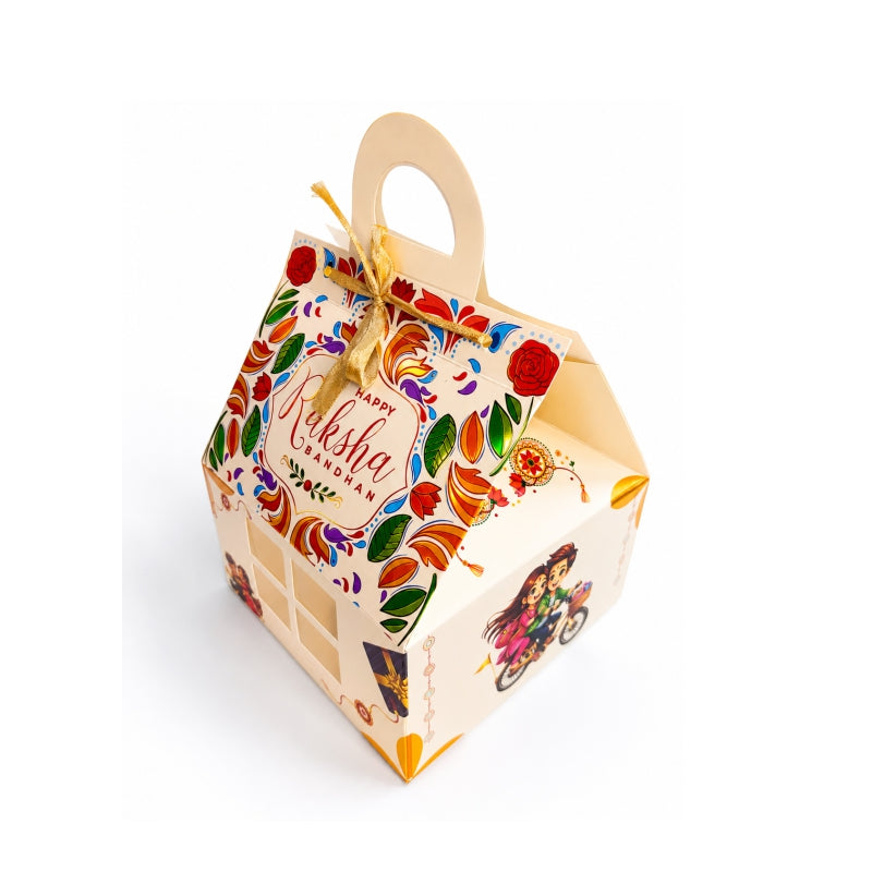 Rakhi Hut Shape Hamper Box ( 7"x7"x3.75")