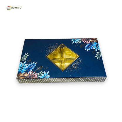 8 Pcs Chocolate Box with Gold Foiling | Golden Tray ( 7.5" x 3.7"x 1")