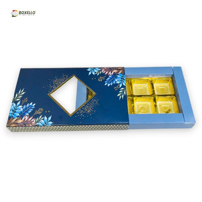 8 Pcs Chocolate Box with Gold Foiling | Golden Tray ( 7.5" x 3.7"x 1")