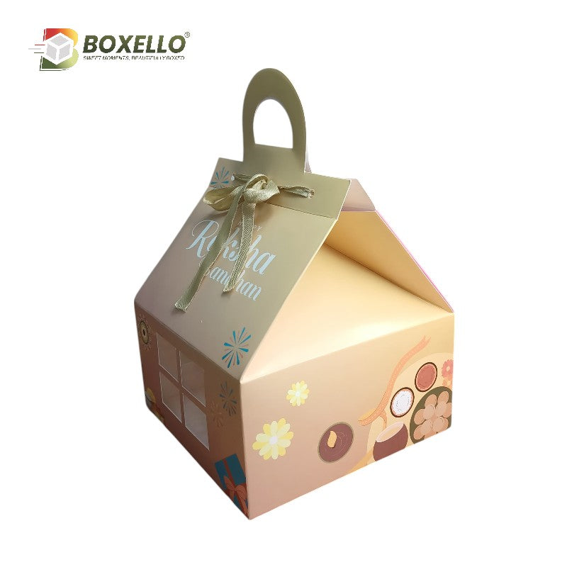 Raksha Bandhan Hut Shape Hamper Box (7"x 7" x 3.7")