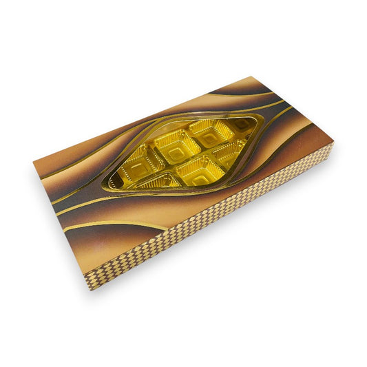 10 Pcs Chocolate Box with Gold Foiling | Golden Tray ( 9.5" x 3.9" x 1" )