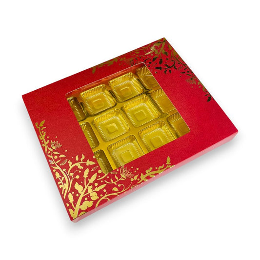 12 Pcs chocolate Box with Gold Foiling | Golden Tray ( 9.5" x 3.9" x 1")