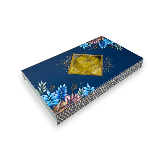 8 Pcs Chocolate Box with Gold Foiling | Golden Tray ( 7.5" x 3.7"x 1")