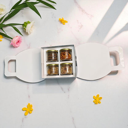 Gable Hamper Box with 4 Salsa Jars cavity  ( 9"x8.5"x3.5")