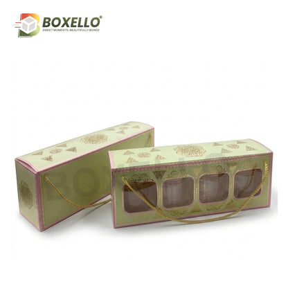 4 Cookie Jar Box with 4 Plastic Jars  ( 15"x4.1"x5.5")