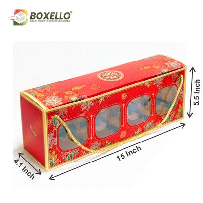 4 Cookie Jar Box with 4 Plastic Jar ( 15"x4.1"x5.5")