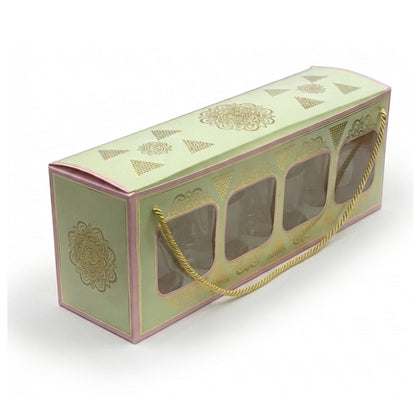 4 Cookie Jar Box with 4 Plastic Jars  ( 15"x4.1"x5.5")