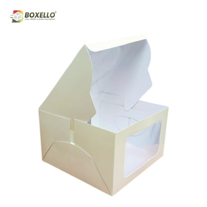 Half Kg Square Window Cake Box with Handle (8x8x5 inches)