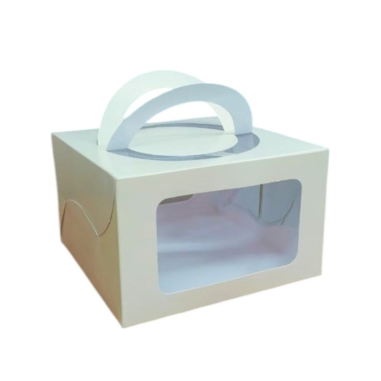 Half Kg Square Window Cake Box with Handle (8x8x5 inches)
