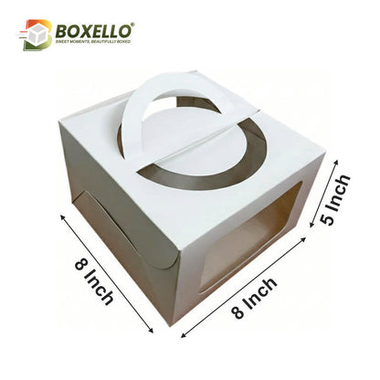 Half Kg Square Window Cake Box with Handle (8x8x5 inches)