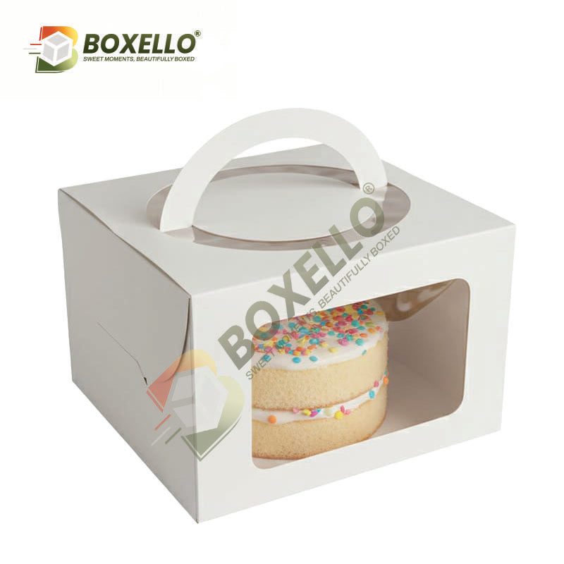 Half Kg Square Window Cake Box with Handle (8x8x5 inches)