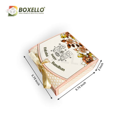 Rakhi Snacks Box  With Gold Foiling ( 5.75" x 5.75" x 2")