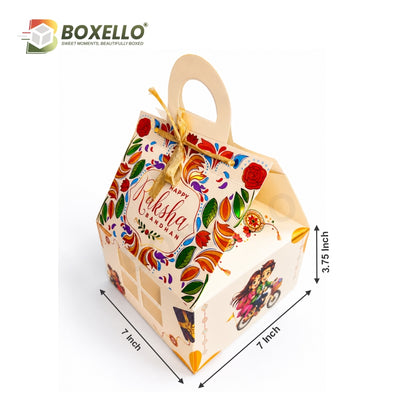 Rakhi Hut Shape Hamper Box ( 7"x7"x3.75")