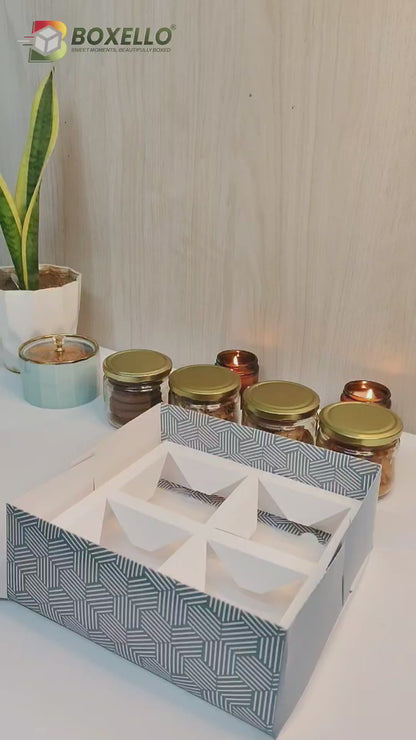 Gable Hamper Box with 4 Salsa Jars cavity  ( 9"x8.5"x3.5")
