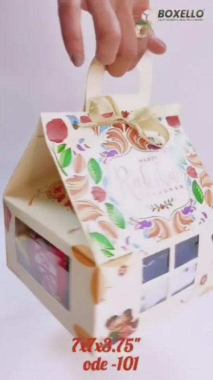 Rakhi Hut Shape Hamper Box ( 7"x7"x3.75")