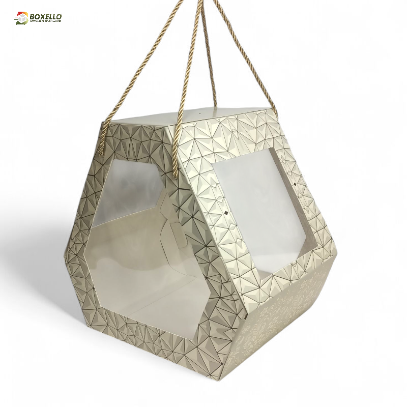 Hexagon Hamper with gold Foiling (8.5"x 8.5"x11.5")