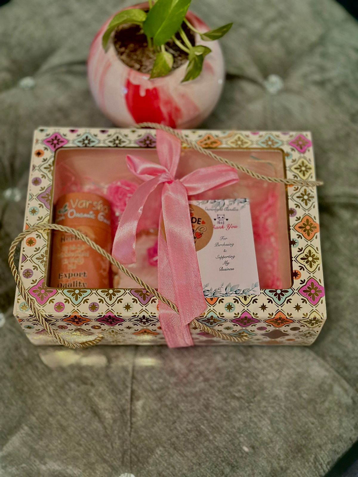 Multi Colour Hamper Box with dori  (10" x 7" x 3.5" )
